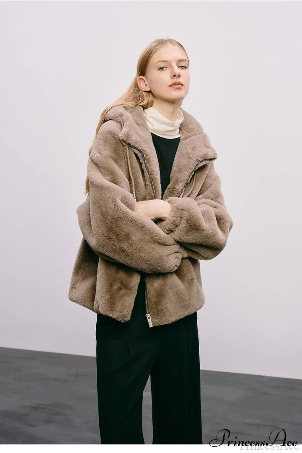 Thick Hooded Faux Mink Rabbit Fur Coat for Cozy Warmth