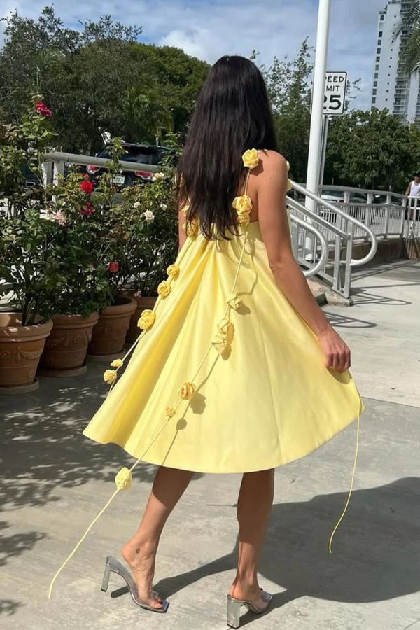 Chic floral suspender loose mini dress - Fashionpara