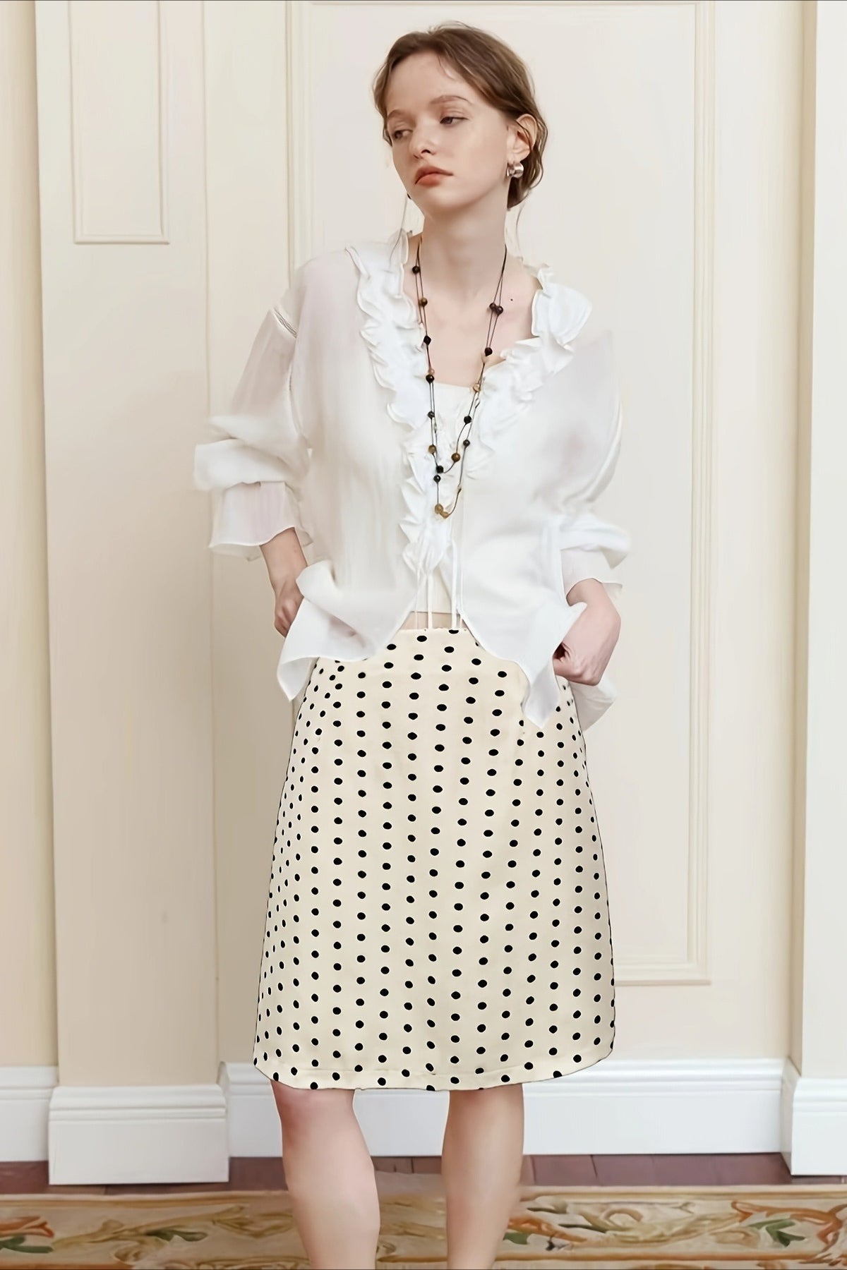Polka Dot Slim Fit Skirt - Fashionpara