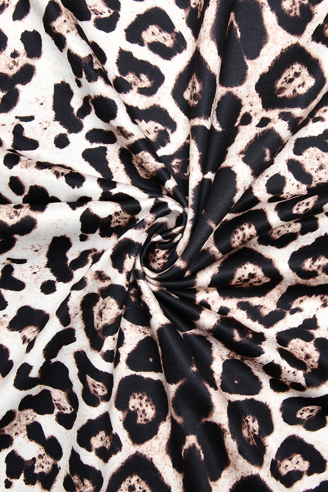 Elegant Leopard Mock Neck Bodycon Maxi Dress