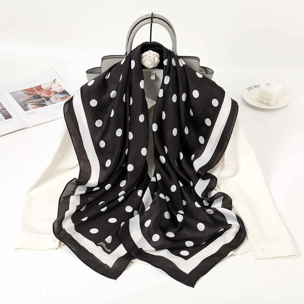 Polka Dot Printed Silk Scarf