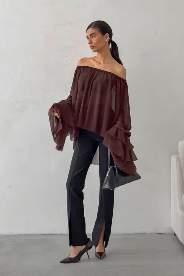 Loose Fit Vintage Off-Shoulder Knit Top