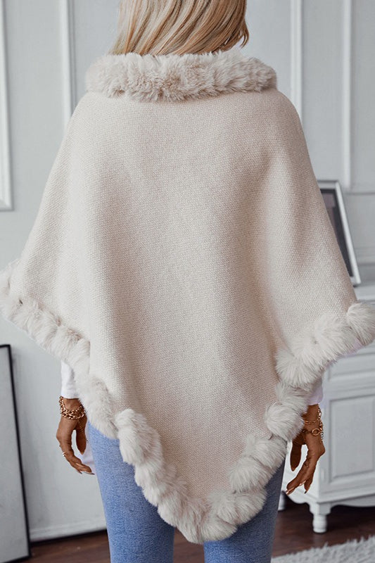 Vintage Check Knit Fleece-Collar Coat for Timeless Style