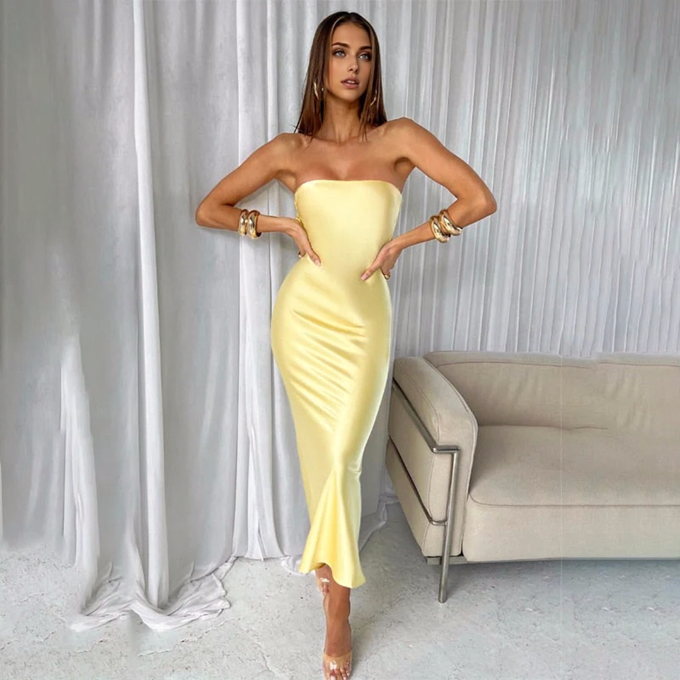 Satin Strapless Backless Bodycon Mermaid Gown 15