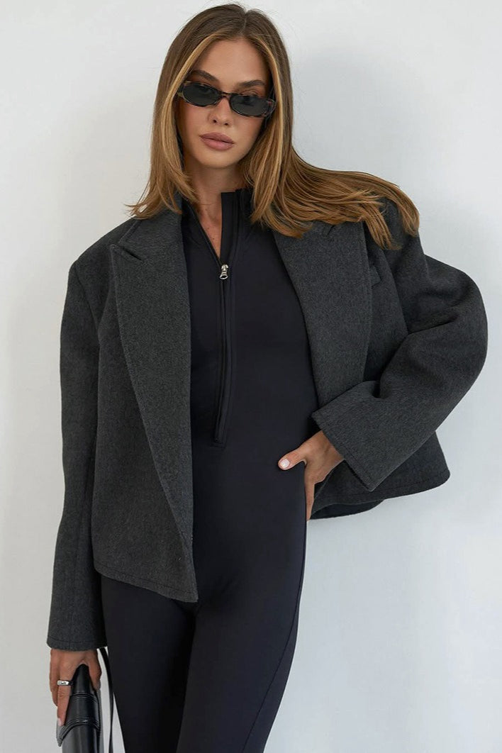 Heather Gray Belted Wrap Blazer