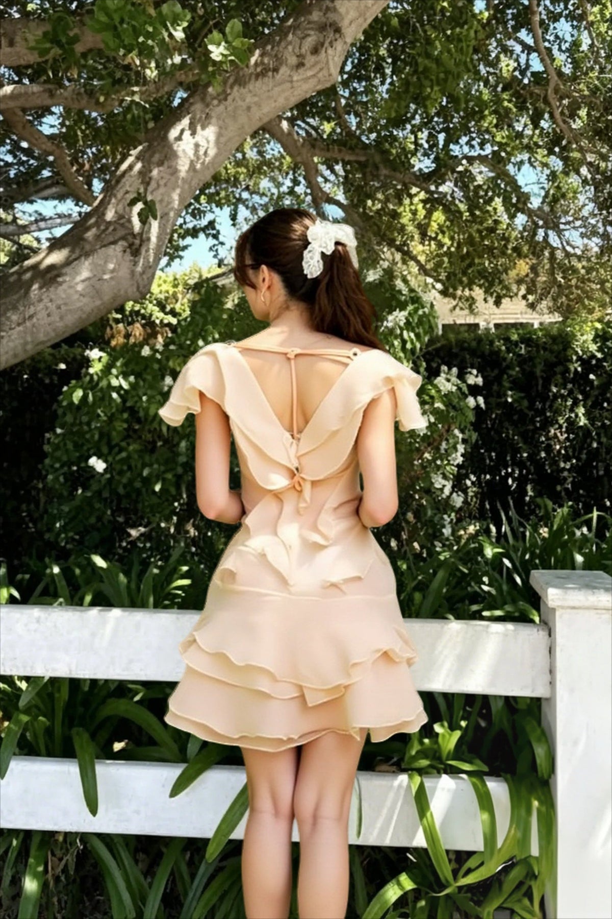 Off Shoulder Ruffle Rosette Detail Mini Dress 3