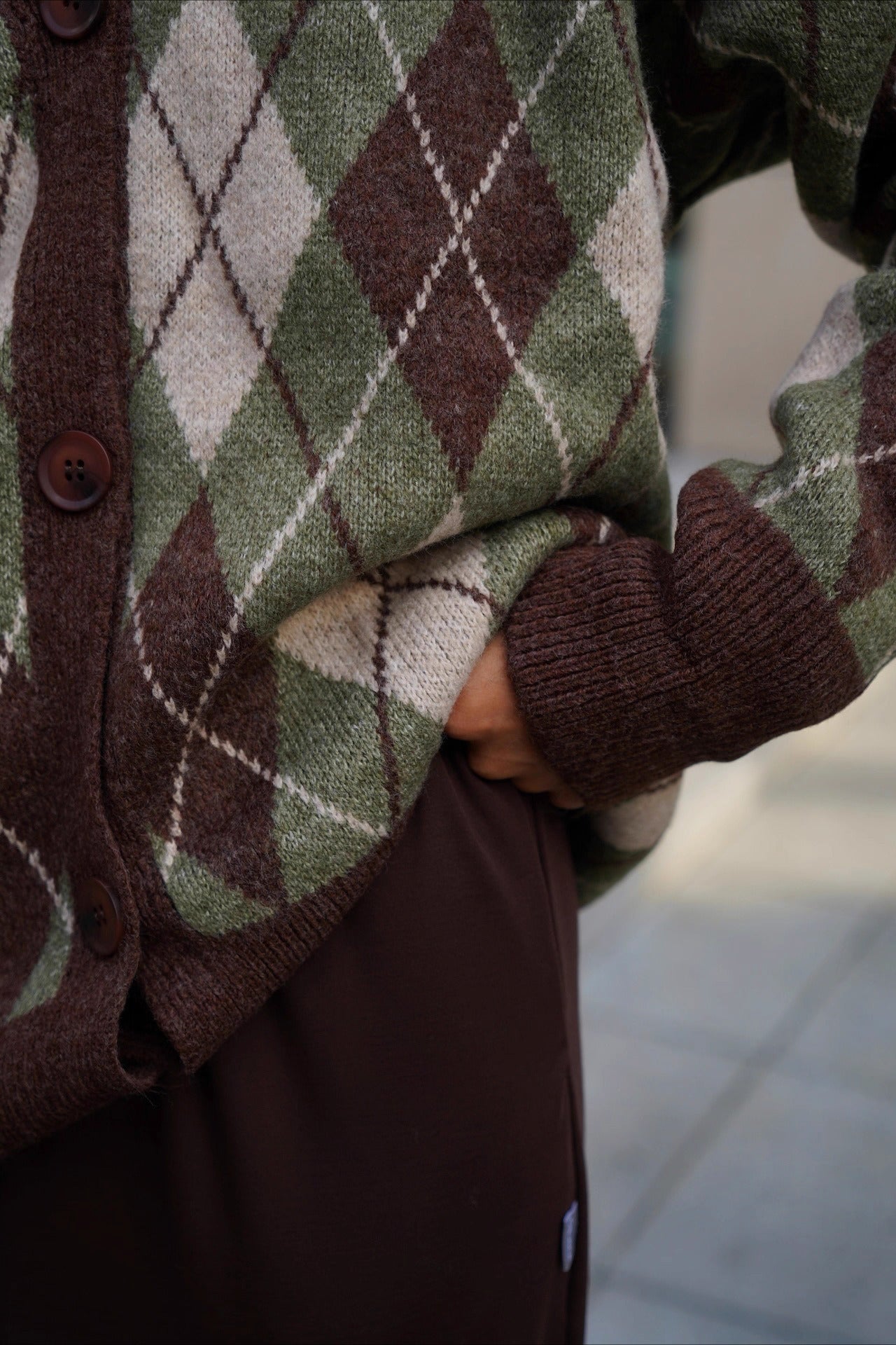 Thick Plaid V Neck Knit Cardigan for Cozy Layering
