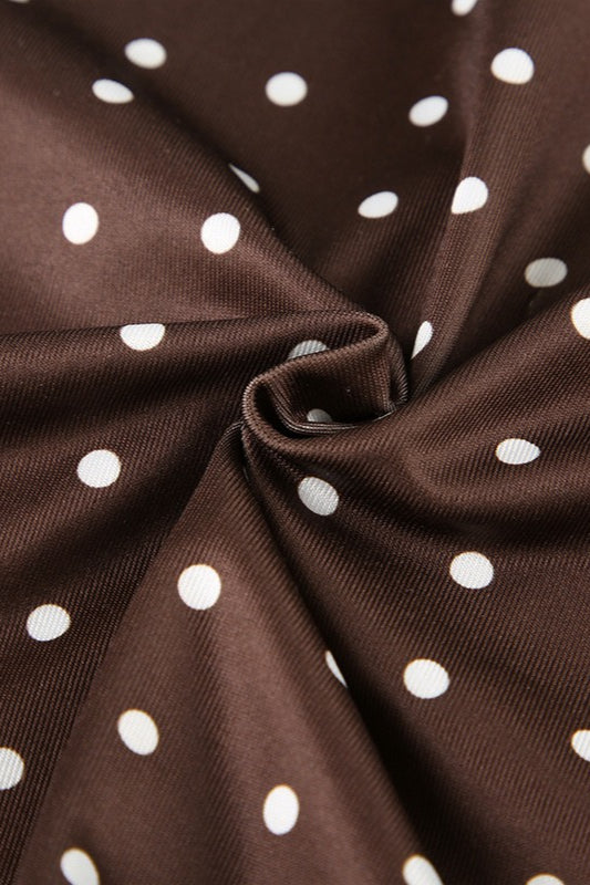 Polka Dot Color-Block V-Neck Bodycon Mini Dress - Fashionpara