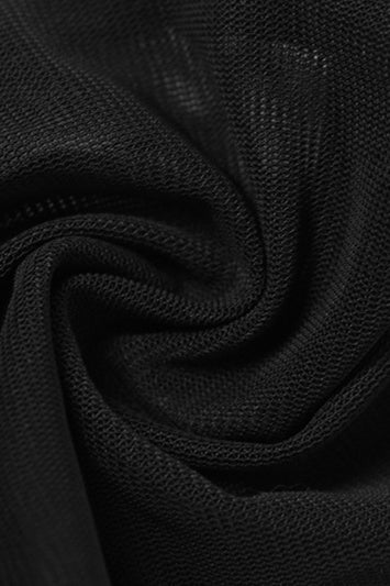 See-Through Mesh Ruffle Backless Mini Dress