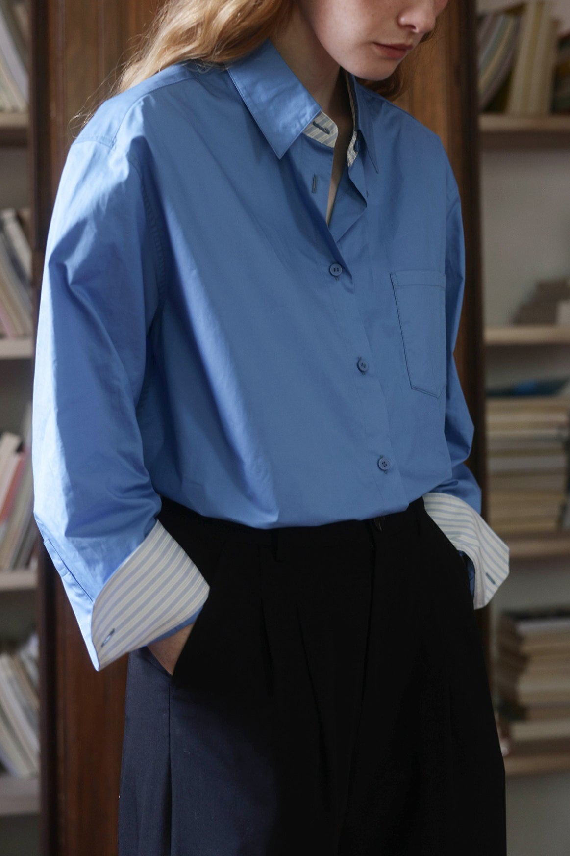 Woven Color Block Stripe Blouse