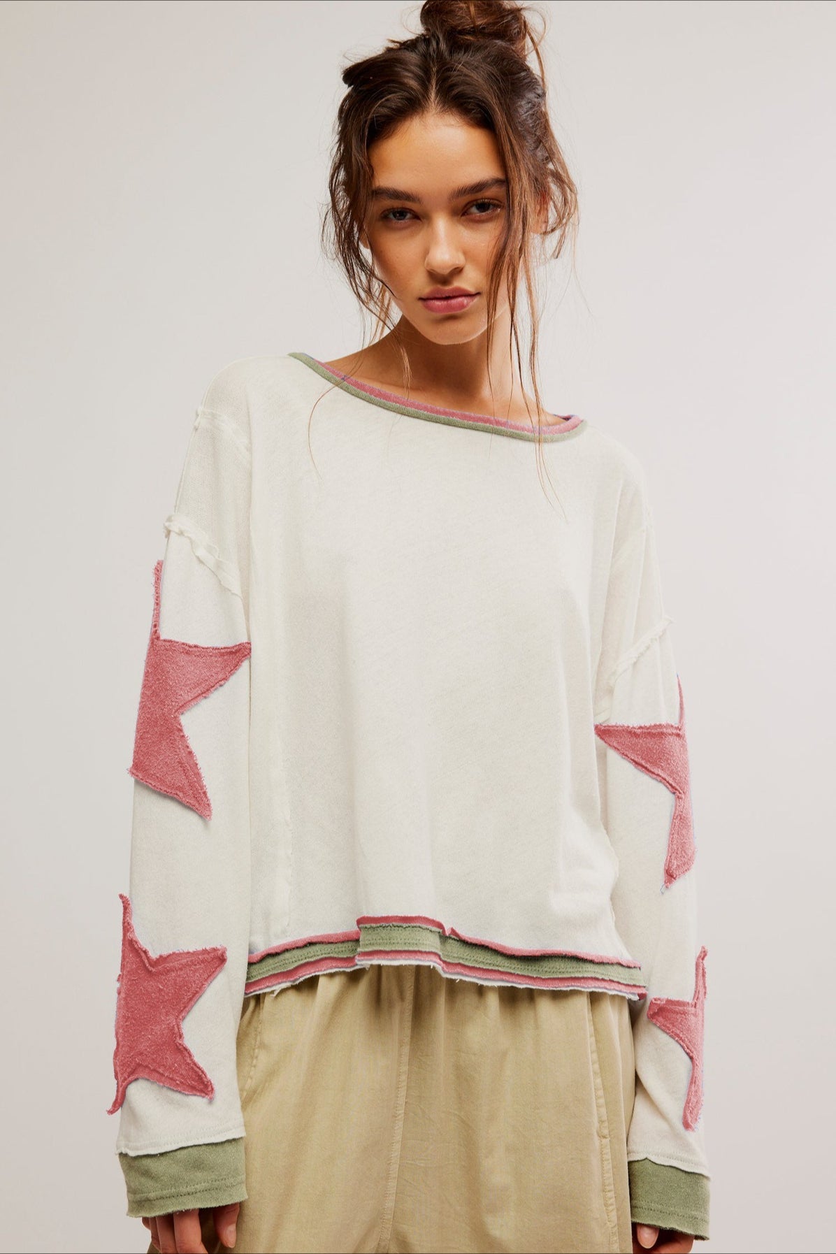 Star Sleeve Applique Crewneck Sweatshirt 5