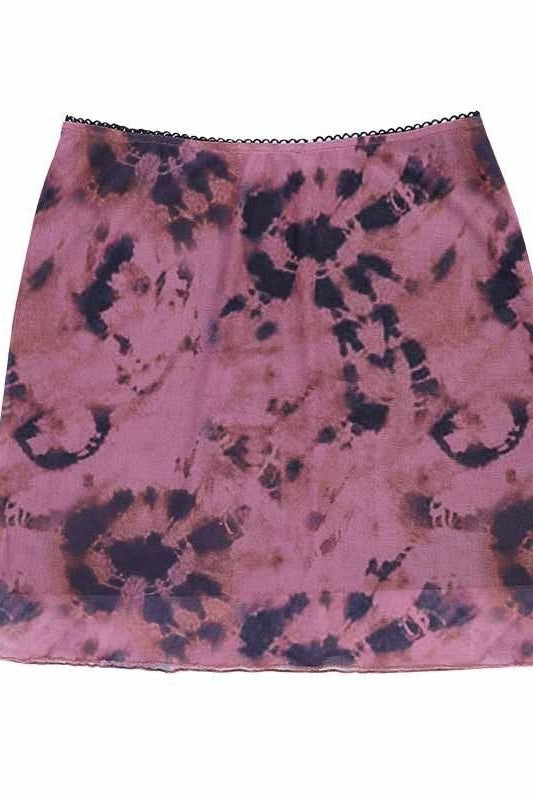 Tie Dye Mesh Bodycon Mini Skirt
