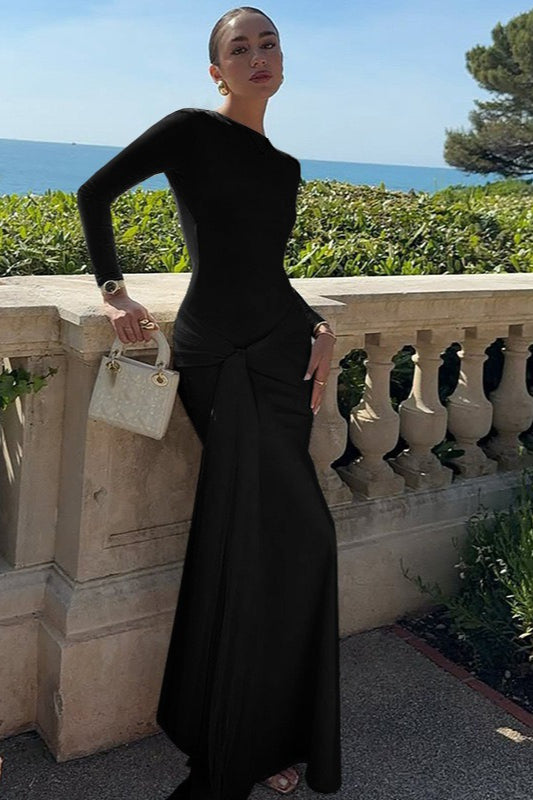 Tie-Waist Bodycon Maxi Work Dress