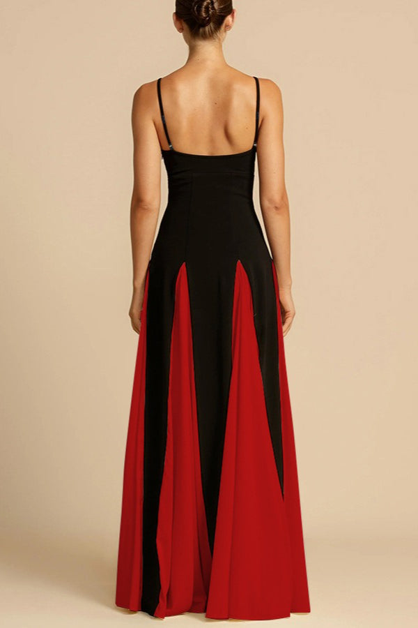 Two-Tone Sweetheart Spaghetti Strap A-Line Maxi Gown