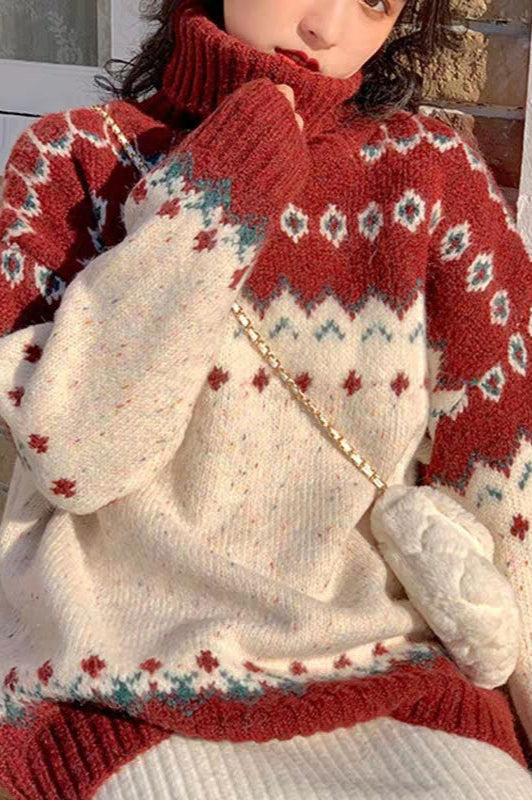 Christmas Red Turtleneck Sweater