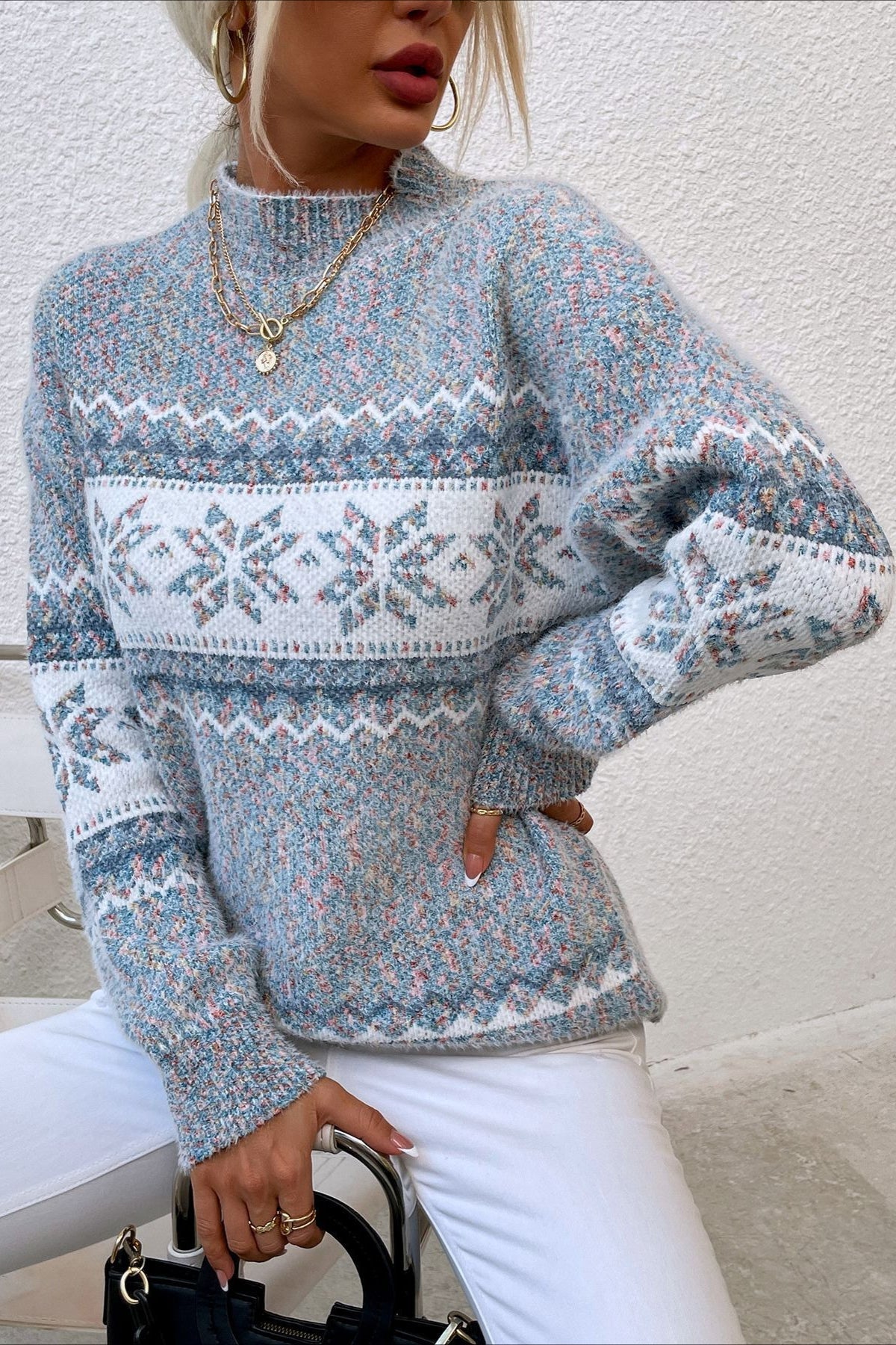 PrincessAce Snowflake Knit Pullover Sweater for Cozy Style