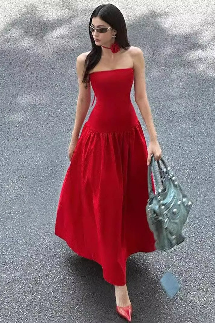 Floral Ruched Waist Party Dress - Fashionpara