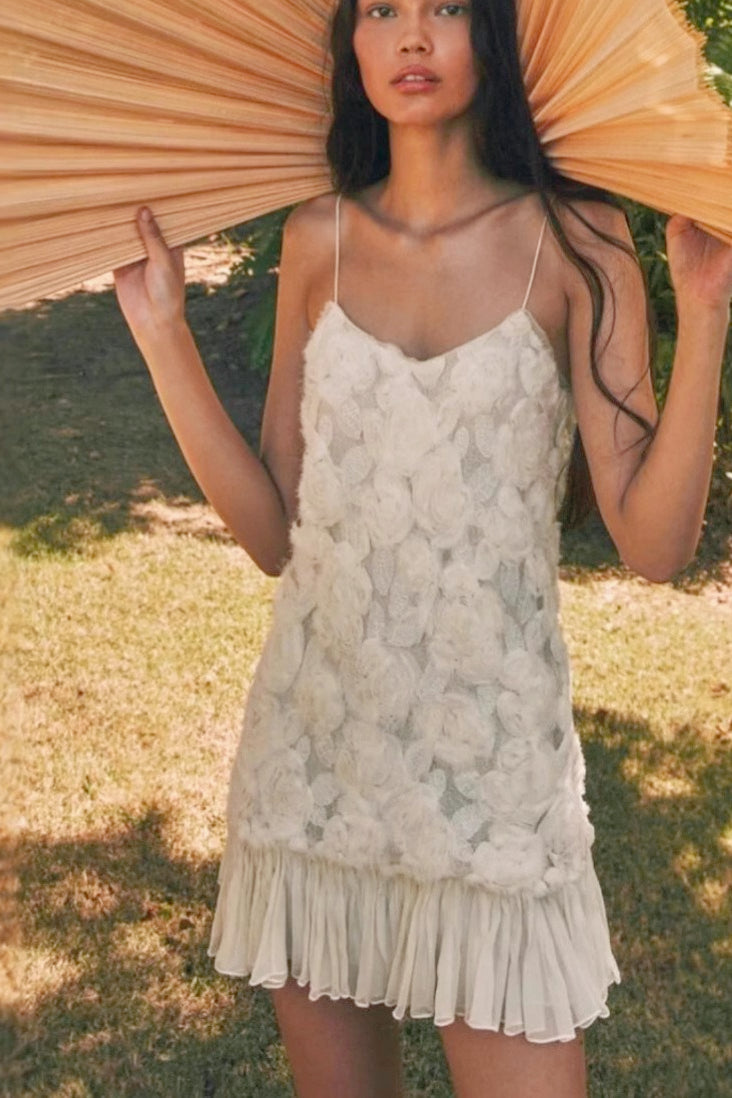 3D Floral Chiffon Slip Birthday Dress