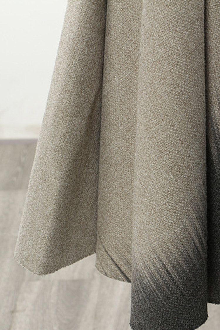 Feminine Brushstroke Print Ruched Pleated Woolen Blend Midi Mermaid Skirt