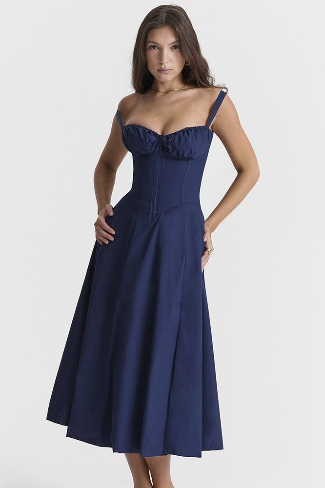 French Tie Waist A-Line Slip Dress
