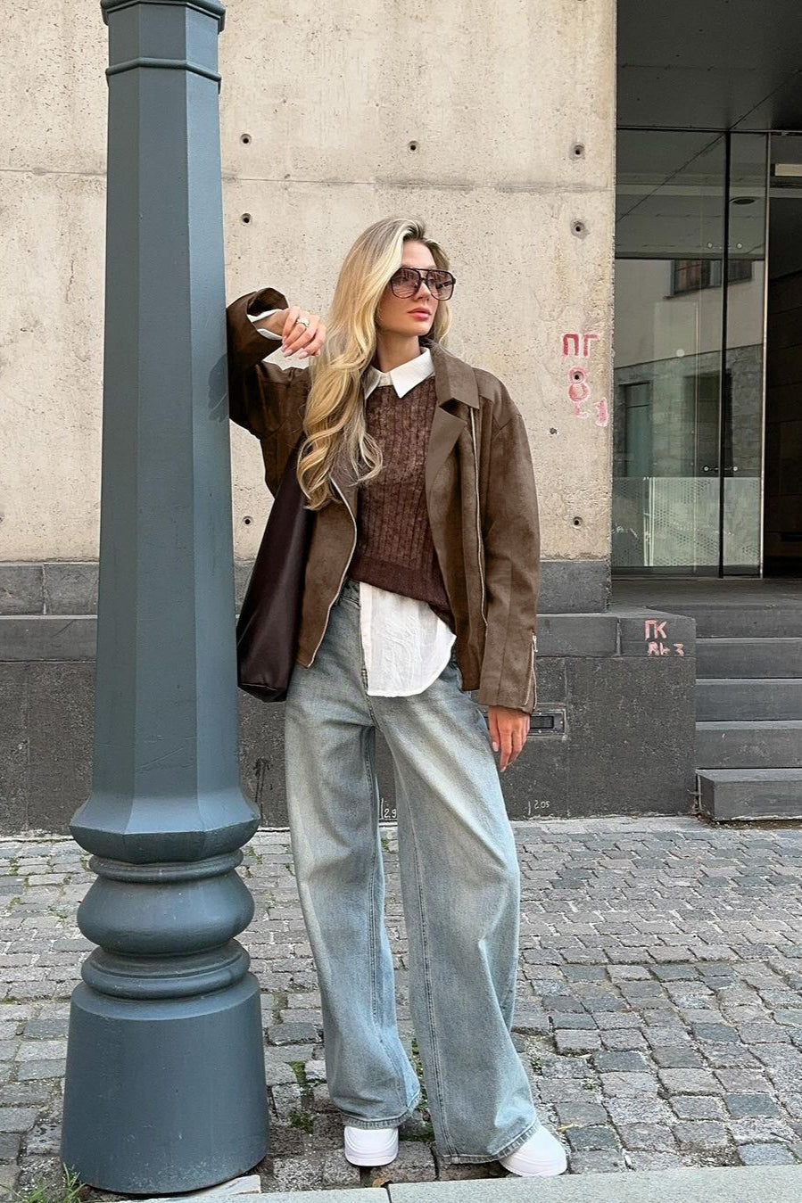 Vintage Brown Casual Suede Jacket