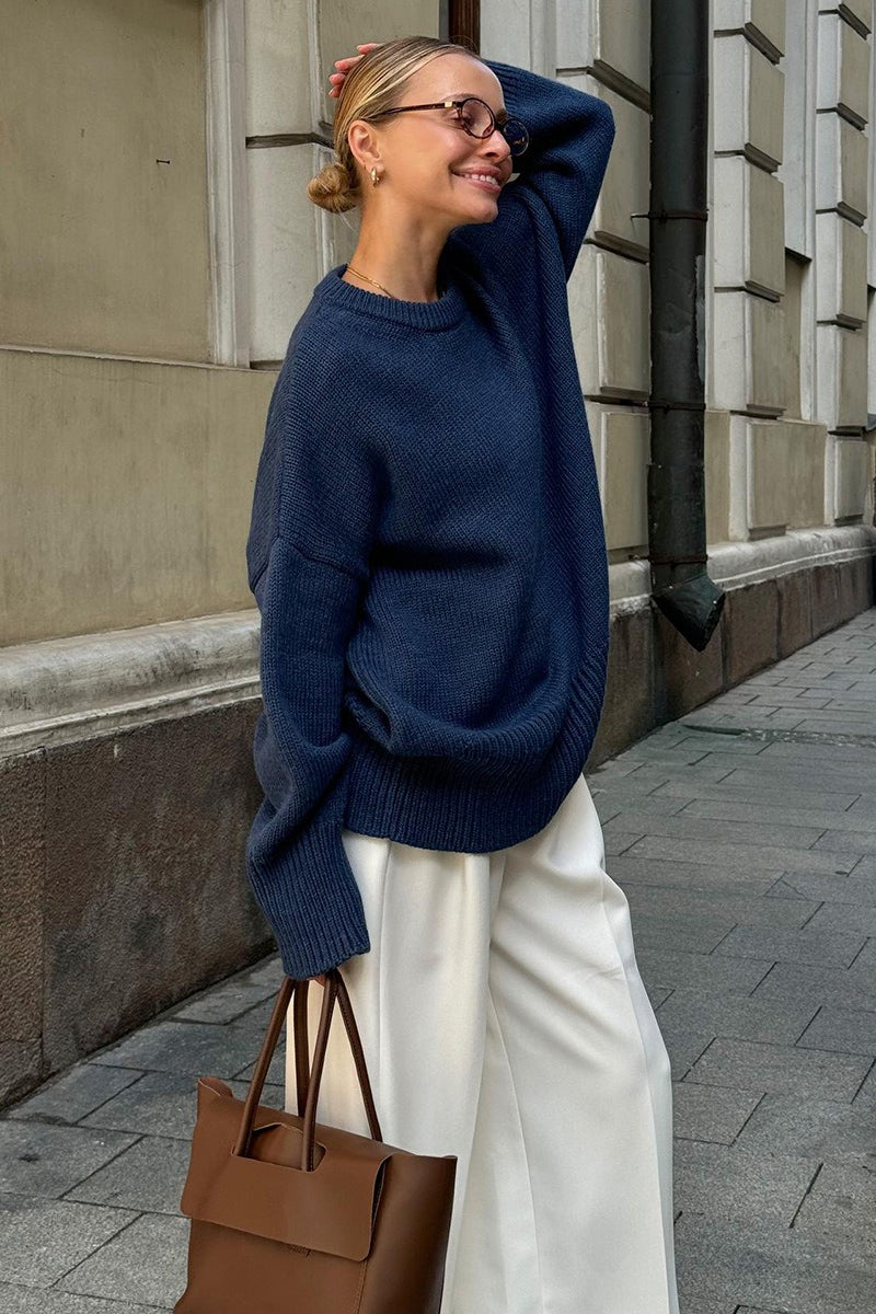 Casual Solid Color Pullover Sweater