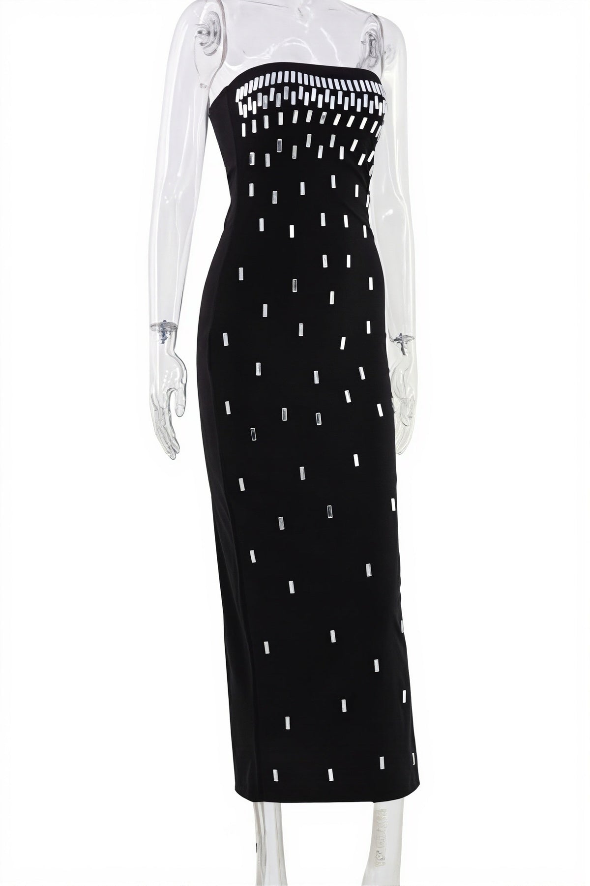 Embellished Strapless High Split Column Gown