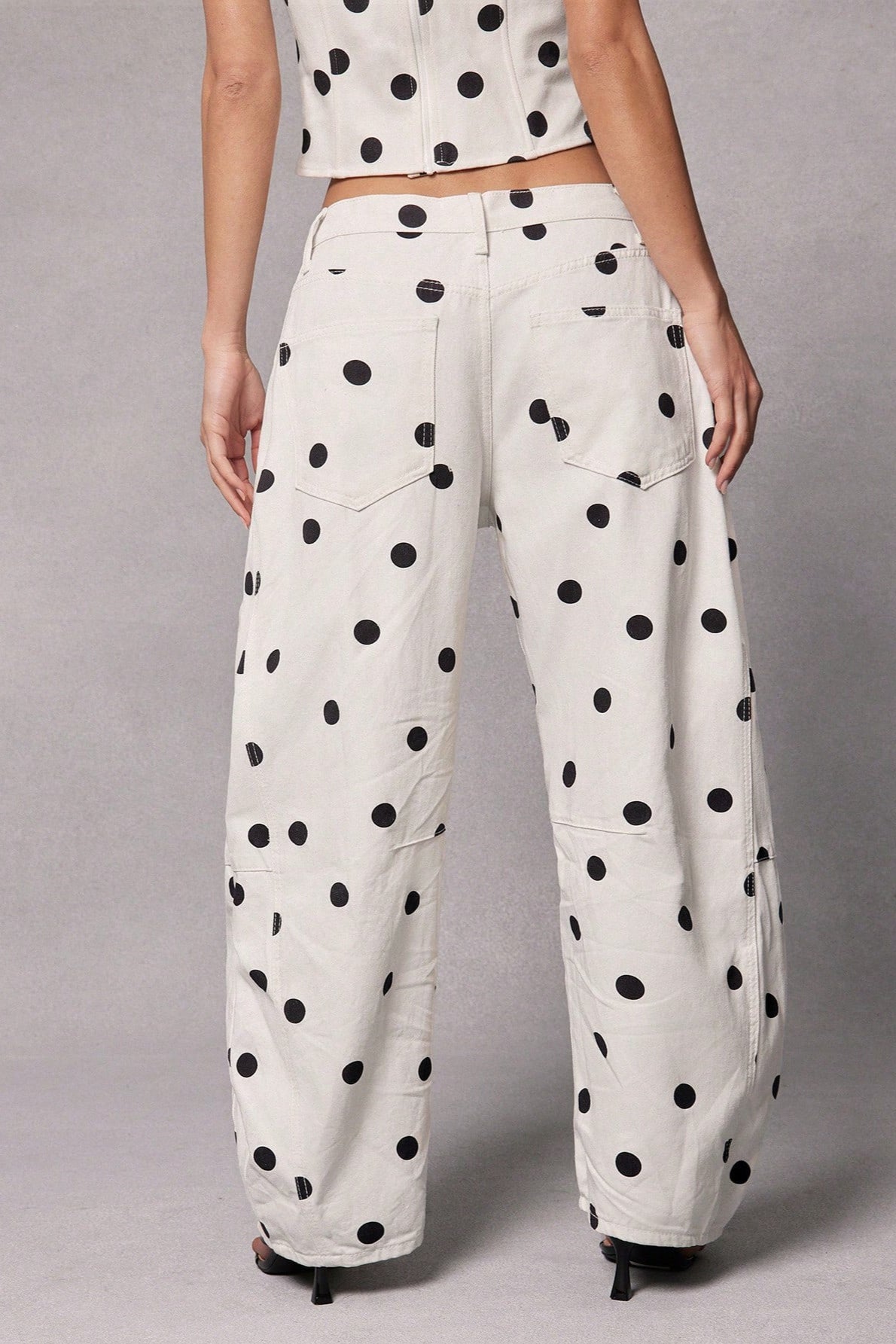 Chic Polka Dot Barrel Jeans