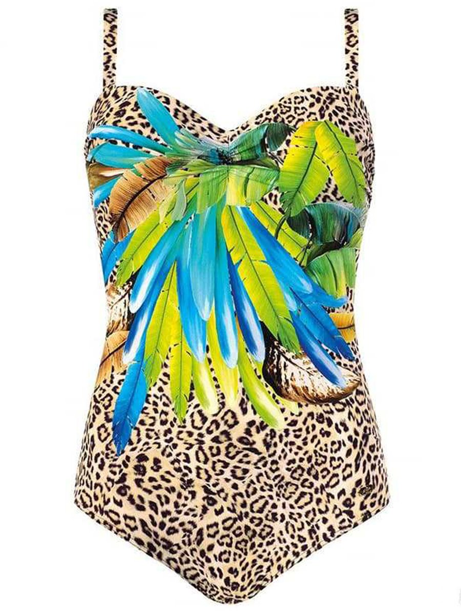 Plant Printed One-piece Swimsuit - Fashionpara