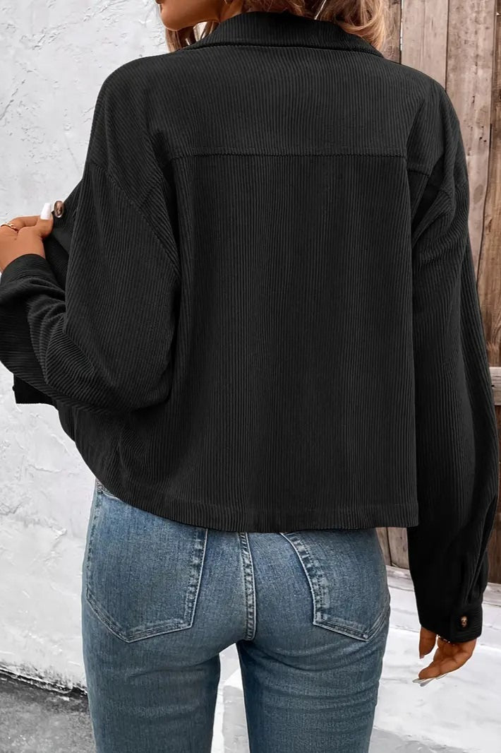 Corduroy Button-Front Shirt Jacket 6