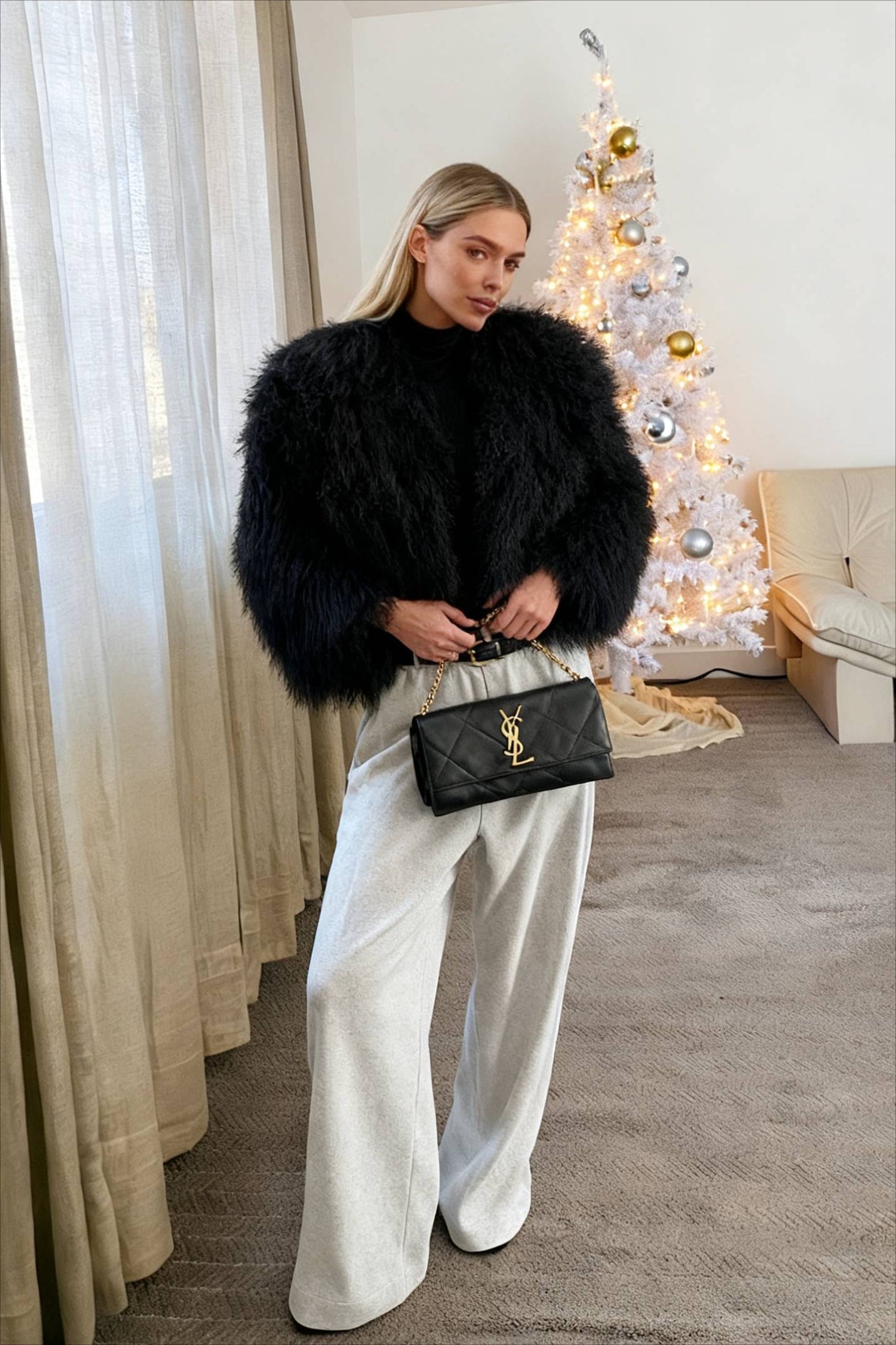 Warm White Short Faux Fur Winter Coat - Fashionpara