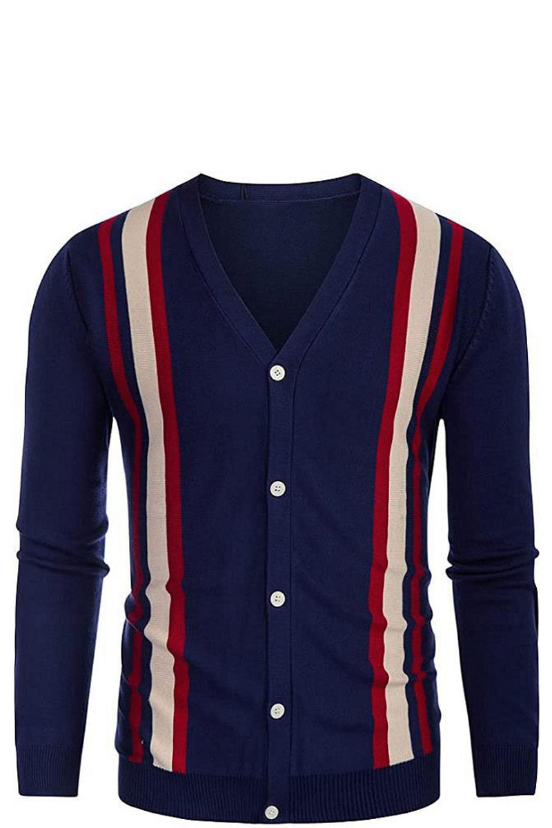 Men's V-Neck Long Sleeve Knitted Polo Cardigan  Fashionpara