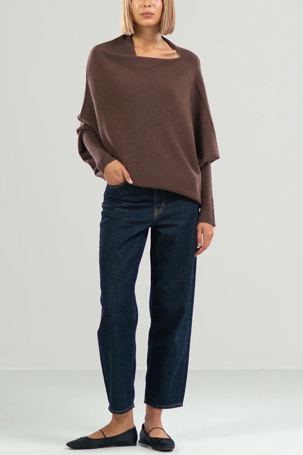 Chic Solid Color Round Neck Long Sleeve Knitted Sweater
