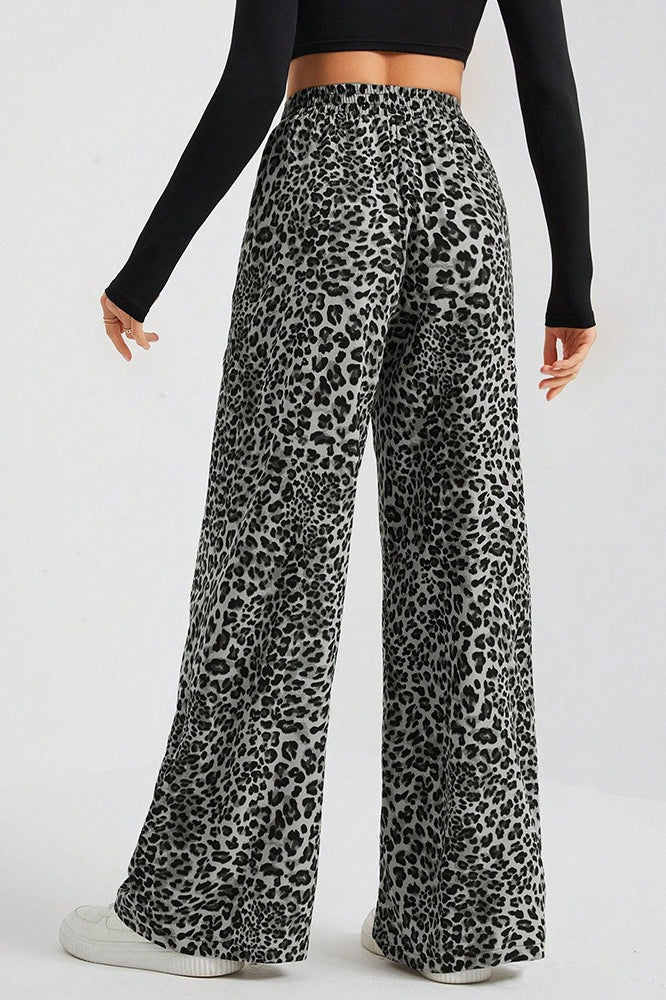 Leopard Print Loose Wide Leg Versatile Casual Pants