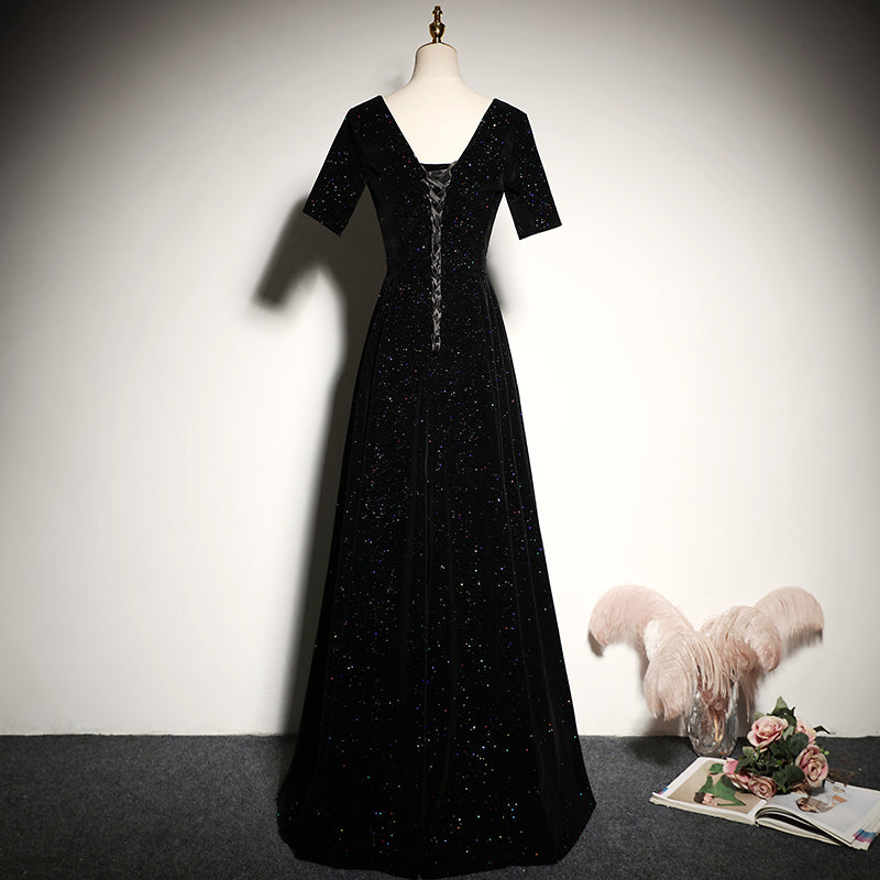 Black evening dress 2022 new dress long elegant prom dress - Fashionpara