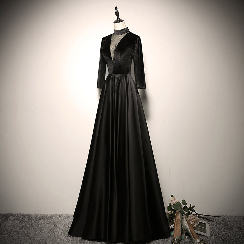 Banquet evening dress 2022 new black long party dress prom dress - Fashionpara