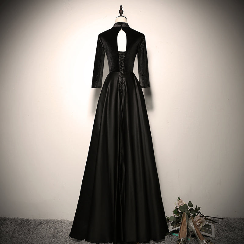 Banquet evening dress 2022 new black long party dress prom dress - Fashionpara