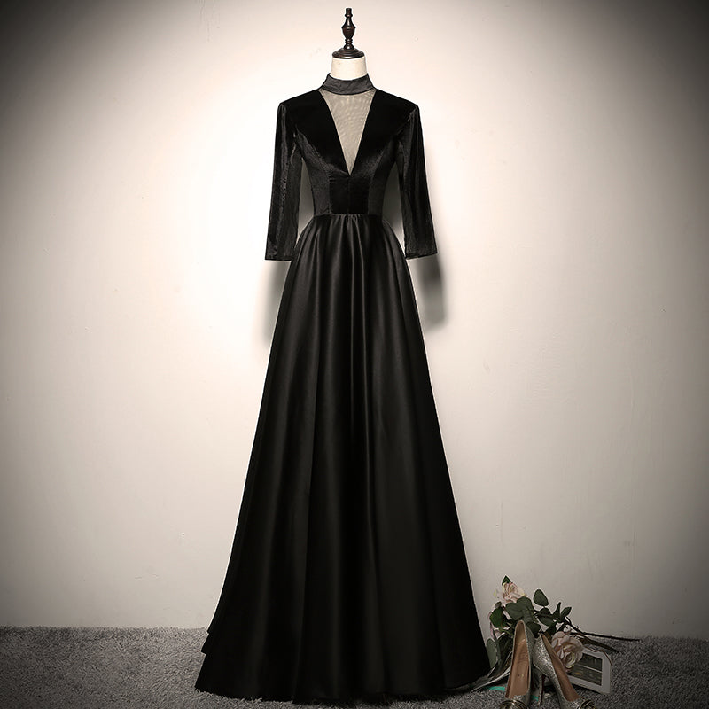 Banquet evening dress 2022 new black long party dress prom dress - Fashionpara
