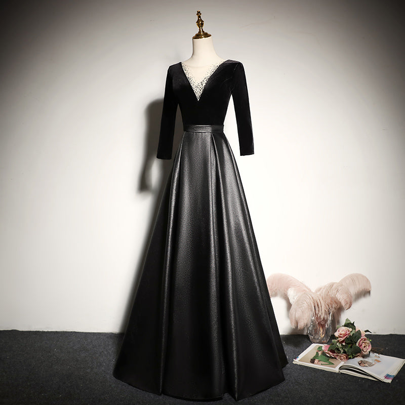 Black evening dress 2022 new long elegant party dress prom dress - Fashionpara