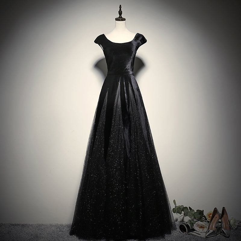 Black evening dress women's long new elegant party dress prom dress - Fashionpara