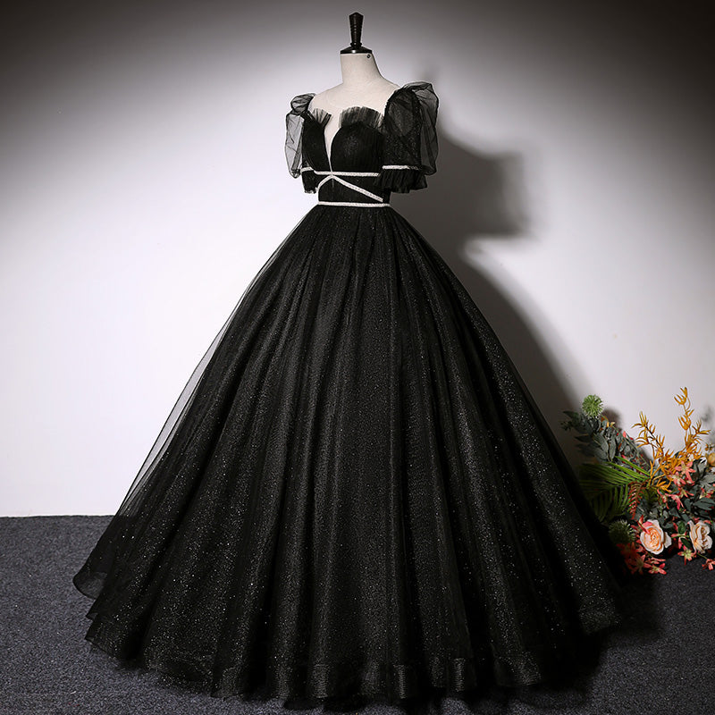 Black evening dress women's long ball gown party dress prom dress - Fashionpara