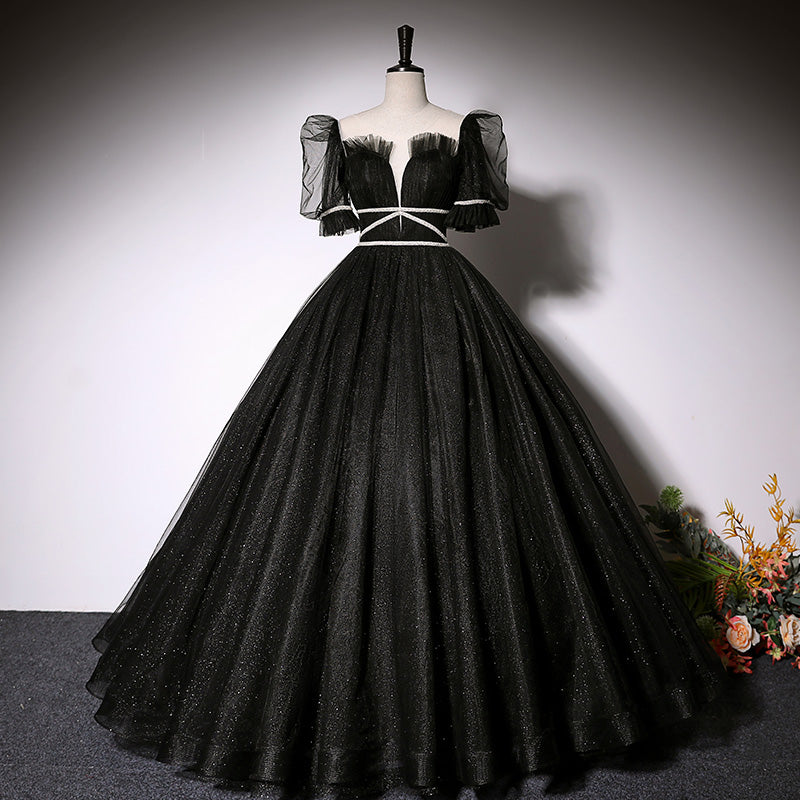 Black evening dress women's long ball gown party dress prom dress - Fashionpara