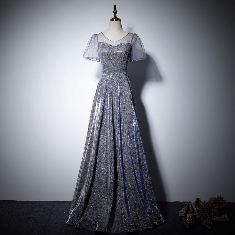 Silver evening dress new long sequins dress bridesmaid dress prom dress - Fashionpara