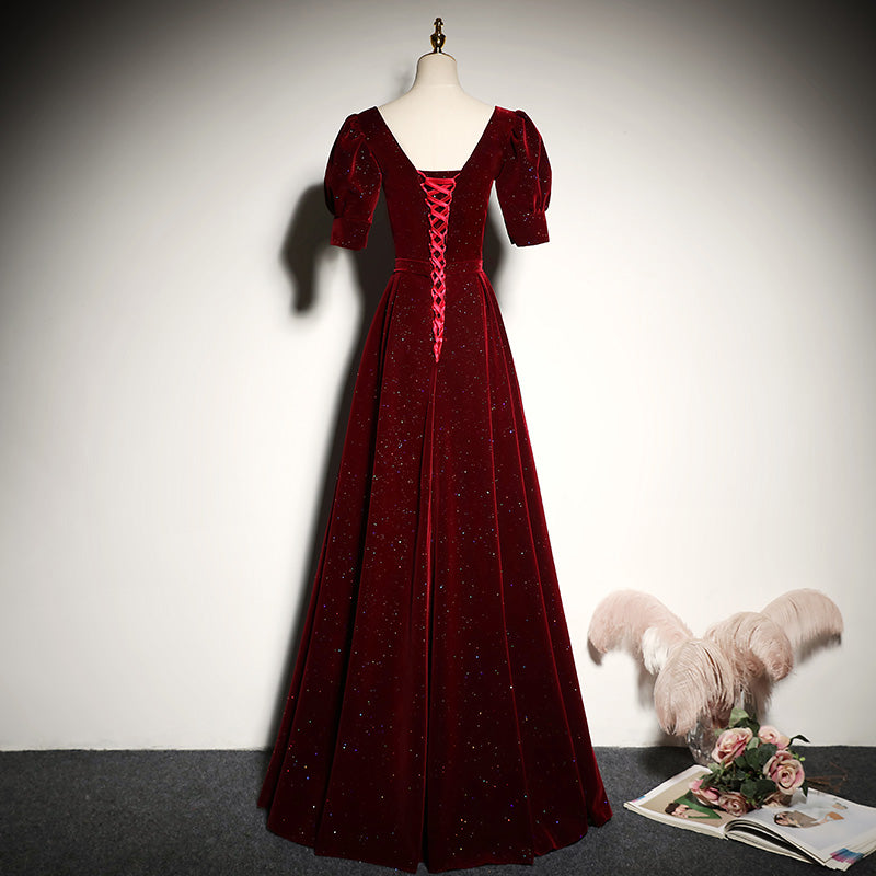 Red evening dress bridesmaid dress prom dress - Fashionpara