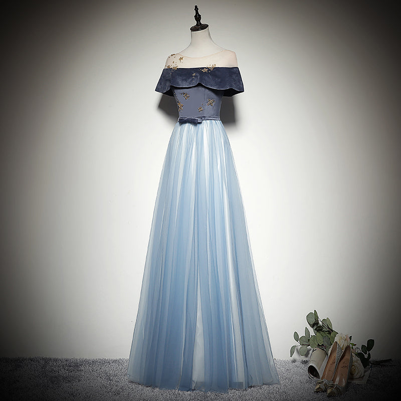 Simple and generous dress new style blue bridesmaid dress evening dress prom dress - Fashionpara