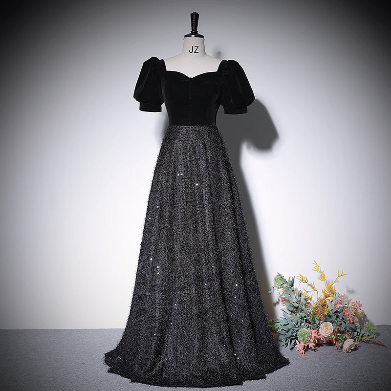 A line black evening dress new prom dress party gowns - Fashionpara