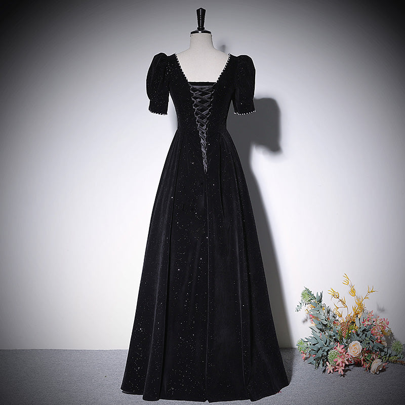 Black a line evening dress new prom dress party gowns - Fashionpara