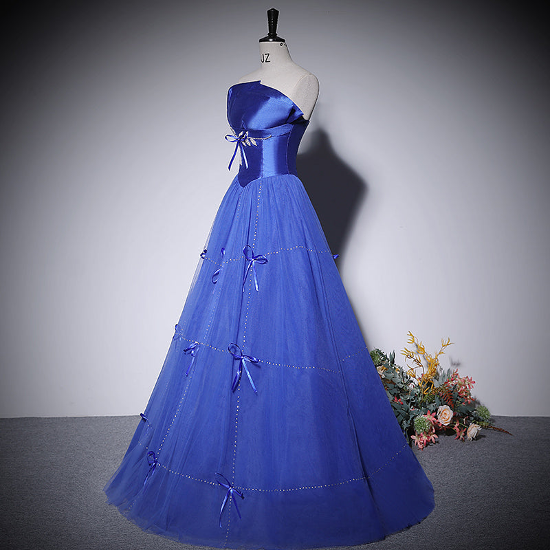 Blue a line evening dress new prom dress party gowns - Fashionpara