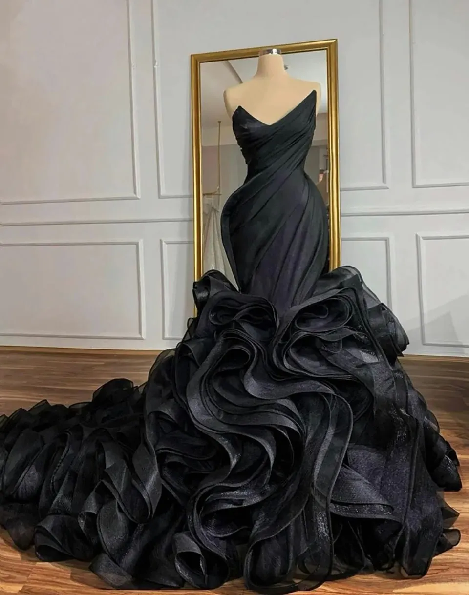 Ruffle rose mermaid wedding dress, bridal gown