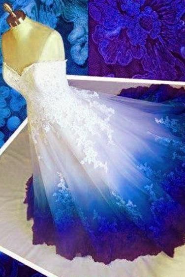 Colorful Ombré Wedding Dress Ball Gown